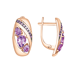 Серьги с аметистами и фианитами 