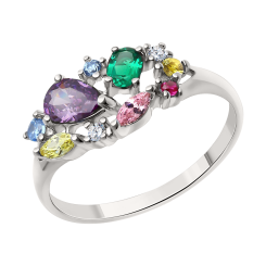 Damenring mit Amethyste, Zirkonia, London Blue Topase 