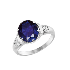 Damenring mit Saphir und Zirkonia 