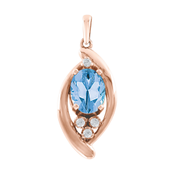 Pendant with topaz and zirconia with diamond 0,08 ct. WSI