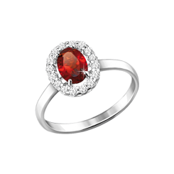Women's ring with garnet and zirconia 