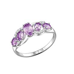 Damenring mit Amethysten und Zirkonia 