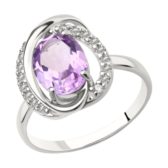 Women's ring with amethyst and zirconia 