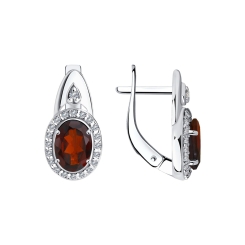 Earrings with garnet and zirconia 