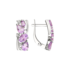 Earrings with amethysts and zirconia 