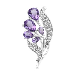 Brosche mit Amethysten und Zirkonia 