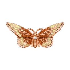 Brosche Schmetterling mit Zirkonia und Emaille 