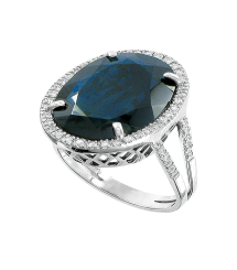 Damenring mit Brillanten und Saphir 