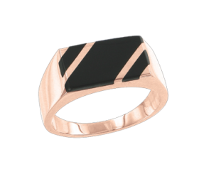 Men's ring with black enamel 