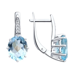 Earrings with topaz Sky and zirconia 