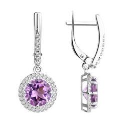 Earrings with amethyst and zirconia 