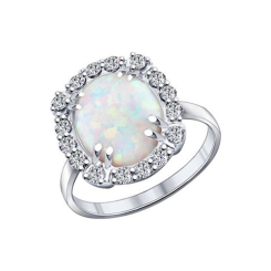 Damenring mit Opal und Zirkonia 