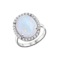 Women's ring with opal and zirconia 