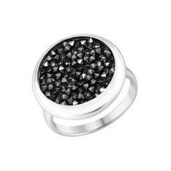 Women's ring with black crystals Swarovski 