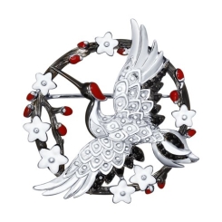 Brosche mit Emaille und Zirkonia 