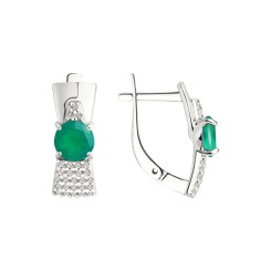 Earrings with agate and zirconia 