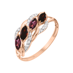 Damenring mit Granat, Rhodolith und Zirkonia 