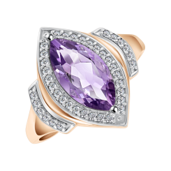 Damenring mit Amethyst und Zirkonia 