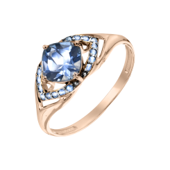 Damenring mit London blue Topas und Zirkonia 
