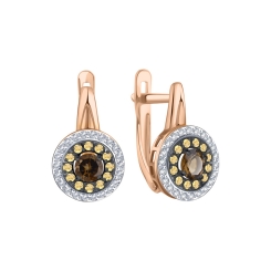 Earrings with smoky topaz and zirconia 