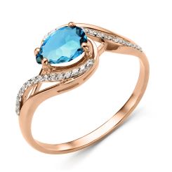 Damenring mit London Blue Topas und Zirkonia 