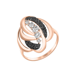 Damenring mit schwarzen und weißen Zirkonia 