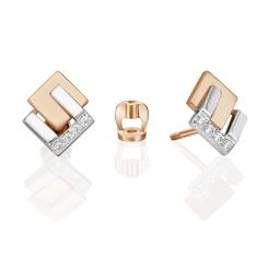 Серьги - пуссеты с фианитами 