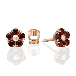 Серьги-пуссеты с гранатами 