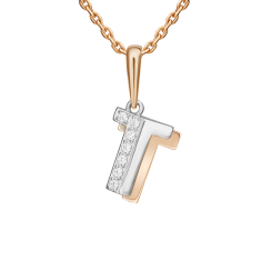 Buchstabenanhänger "T" mit Zirkonia 