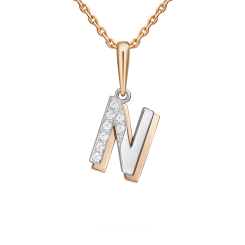 Buchstabenanhänger "N" mit Zirkonia 