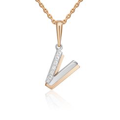 Подвеска в виде буквы "V" с фианитами 