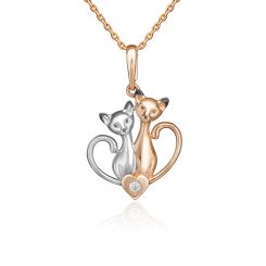 Подвеска "Кошечки" с фианитом 