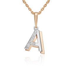 Подвеска в виде буквы "А" с фианитами 