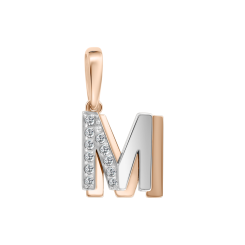 Buchstabenanhänger "M" mit Zirkonia 