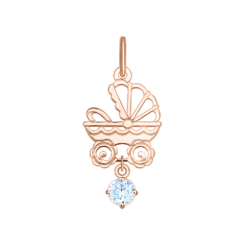 Anhänger "Kinderwagen" mit blau Zirkonia 