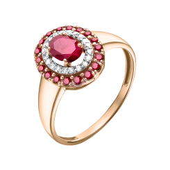 Кольцо с бриллиантами и рубинами 