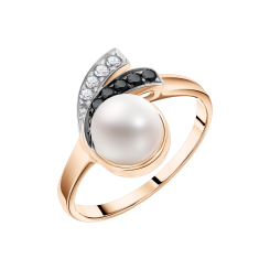 Women's ring with pearl and zirconia 