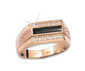 Herrenring mit Onyx und Zirkonia 