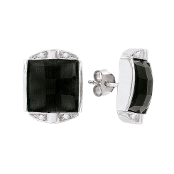 Ohrstecker mit Zirkonia und Katzenauge 