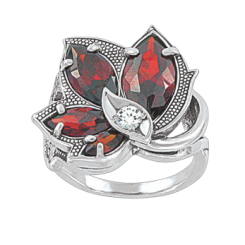 Damenring mit Granaten und Zirkonia 