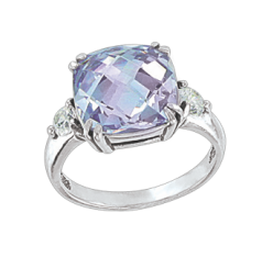 Damenring mit Amethyst und Zirkonia 
