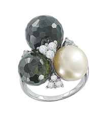 Damenring mit Perle und Zirkonia 