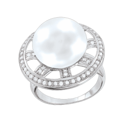 Damenring mit Perle und Zirkonia 