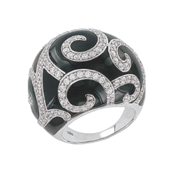 Damenring mit Onyx und Zirkonia 