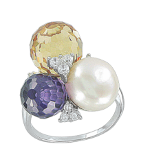 Damenring mit Perle und Zirkonia 