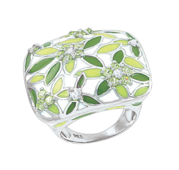 Damenring mit Emaille und Zirkonia 