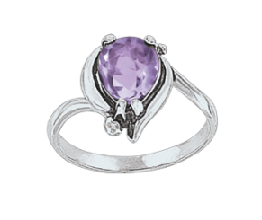 Damenring mit Amethyst und Zirkonia 