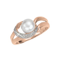 Damenring mit echter Perle und Zirkonia 