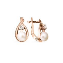 Earrings with pearl and zirconia 