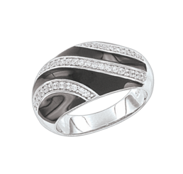 Damenring mit Emaille und Zirkonia 